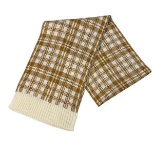 Timberland Plaid Knit Scarf OS Brown Cream Check Pattern NWT
